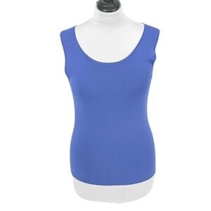 Scott Taylor Womens Tank Top L Blue Sleeveless Knit Viscose Blend Casual Elegant